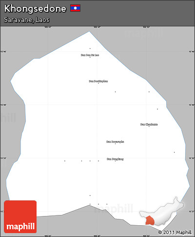 Gray Simple Map of Khongsedone, single color outside