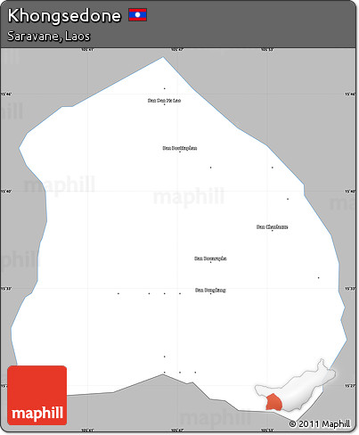 Gray Simple Map of Khongsedone, single color outside