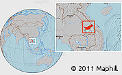 Gray Location Map of Saravane, hill shading