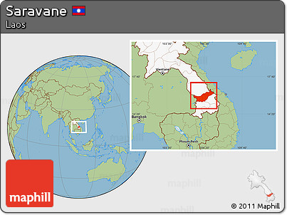 Savanna Style Location Map of Saravane, highlighted country