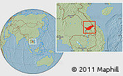 Savanna Style Location Map of Saravane, hill shading
