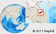 Shaded Relief Location Map of Saravane, highlighted country