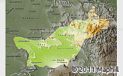 Physical Map of Saravane, darken, semi-desaturated