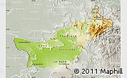 Physical Map of Saravane, lighten, semi-desaturated