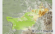 Physical Map of Saravane, semi-desaturated