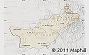 Shaded Relief Map of Saravane, lighten, semi-desaturated