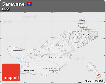 Silver Style Map of Saravane, single color outside