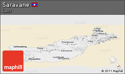 Classic Style Panoramic Map of Saravane, single color outside