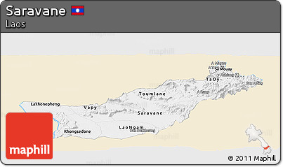 Classic Style Panoramic Map of Saravane, single color outside