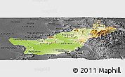 Physical Panoramic Map of Saravane, darken, desaturated