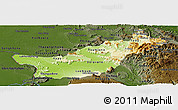 Physical Panoramic Map of Saravane, darken