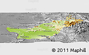 Physical Panoramic Map of Saravane, desaturated