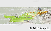 Physical Panoramic Map of Saravane, lighten, semi-desaturated