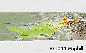 Physical Panoramic Map of Saravane, semi-desaturated