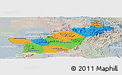 Political Panoramic Map of Saravane, lighten, semi-desaturated
