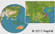 Satellite Location Map of Sa Mouay, highlighted parent region, within the entire country