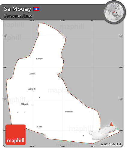 Gray Simple Map of Sa Mouay, cropped outside