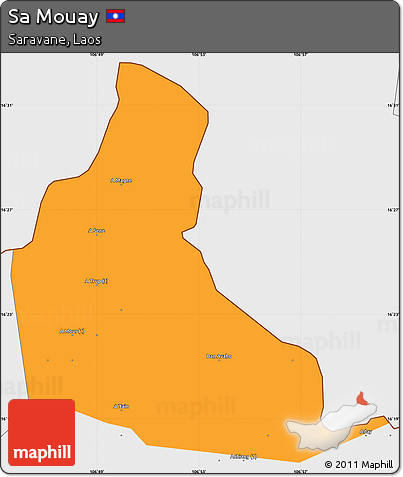 Political Simple Map of Sa Mouay, single color outside, borders and labels