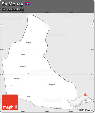 Silver Style Simple Map of Sa Mouay