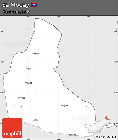 Silver Style Simple Map of Sa Mouay