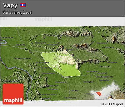 Physical 3D Map of Vapy, darken