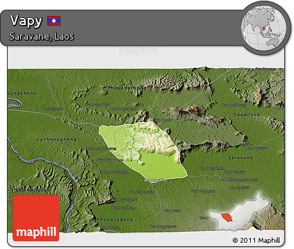 Physical 3D Map of Vapy, darken