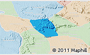 Political 3D Map of Vapy, lighten