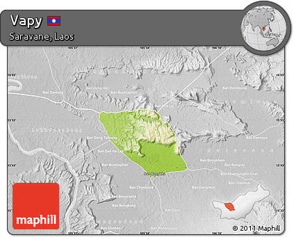 Physical Map of Vapy, lighten, desaturated