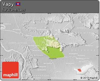 Physical Map of Vapy, lighten, desaturated