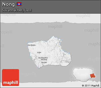 Gray 3D Map of Nong, single color outside