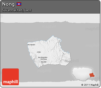 Gray 3D Map of Nong, single color outside