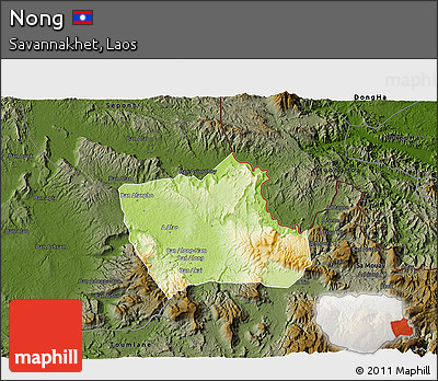 Physical 3D Map of Nong, darken