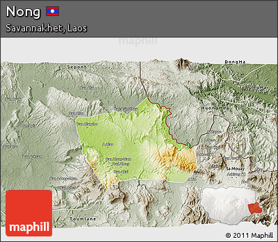 Physical 3D Map of Nong, semi-desaturated