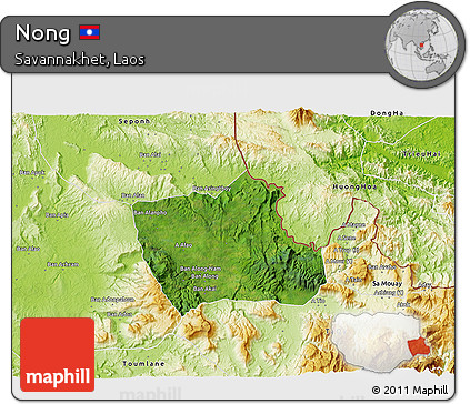 Satellite 3D Map of Nong, physical outside