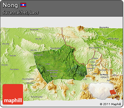 Satellite 3D Map of Nong, physical outside