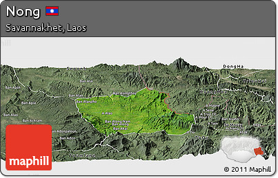 Satellite Panoramic Map of Nong, semi-desaturated