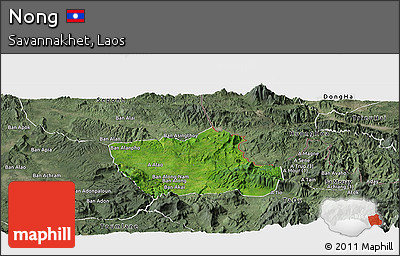 Satellite Panoramic Map of Nong, semi-desaturated