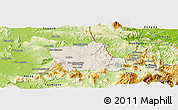 Shaded Relief Panoramic Map of Nong, physical outside