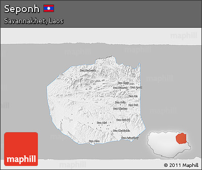 Gray 3D Map of Seponh, single color outside