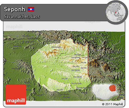 Physical 3D Map of Seponh, darken
