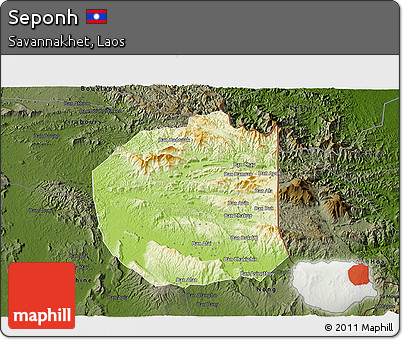 Physical 3D Map of Seponh, darken