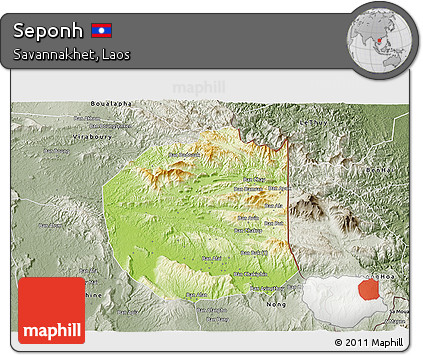 Physical 3D Map of Seponh, semi-desaturated