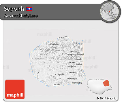 Silver Style 3D Map of Seponh, single color outside