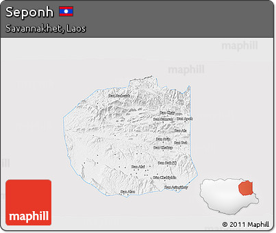 Silver Style 3D Map of Seponh, single color outside