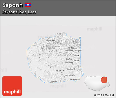 Silver Style 3D Map of Seponh, single color outside