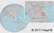 Gray Location Map of Seponh, within the entire country, hill shading