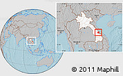 Gray Location Map of Seponh, highlighted country, within the entire country, hill shading