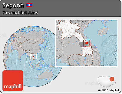 Gray Location Map of Seponh, highlighted country, highlighted parent region, hill shading
