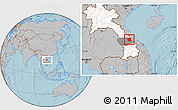Gray Location Map of Seponh, highlighted country, highlighted parent region, hill shading