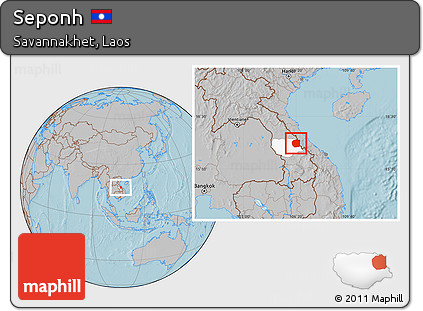 Gray Location Map of Seponh, highlighted parent region, hill shading